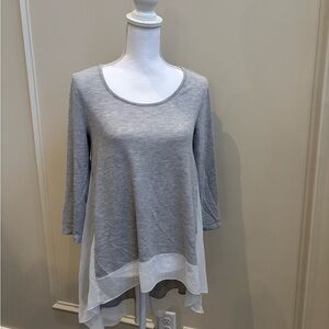 Bar III Gray and White Layered Tunic Top